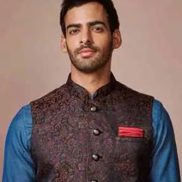 Embroidered Nehru jacket with Welt Pockets-image-2