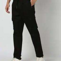 Men Relaxed Fit Flat-Front Cargos-image-1
