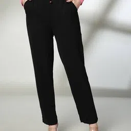 Women Relaxed Fit Flat-Front Trousers-image-39