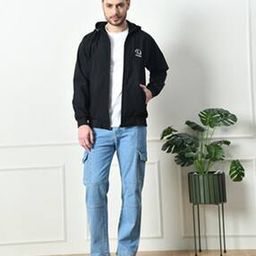 Men Regular Fit Hodded Jacket with Zipper Pockets-image-91