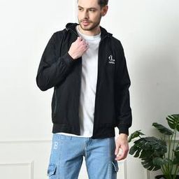 Men Regular Fit Hodded Jacket with Zipper Pockets-image-101