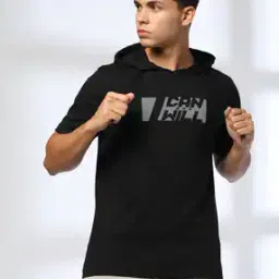 Men Typographic Print Regular Fit Hooded T-Shirt-image-31