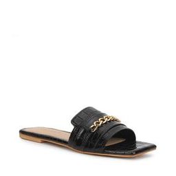 Women Chain-Details Slip-On Flat Sandals-image-4