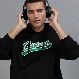 Men Typographic Print Oversized Hoodie with Kangaroo Pocket-image-13