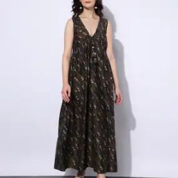 Foil Print Fit & Flare Dress-image-67