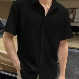 Men Loose Fit Shirt with Button Closure-image-67