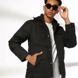 Men Regular Fit Zip-Front Hooded Puffer Jacket-image-44