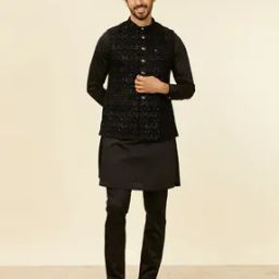Men Embroidered Nehru Jacket with Button Closure-image-90