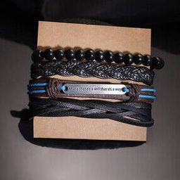 Pack of 4 Men Adjustable Wrap Bracelets-image-52