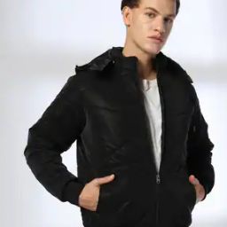 Men Quilted Regular Fit Jacket with Detachable Hood-picture-2