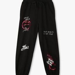 Girls Smiley World Print Cotton Joggers-image-29