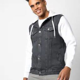 Hooded Jacket with Button Closure-60