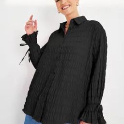 Women Oversized-Fit Shirt with Spread Collar-image-3