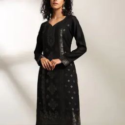 Women Jacquard Weave Straight Kurta-image-14