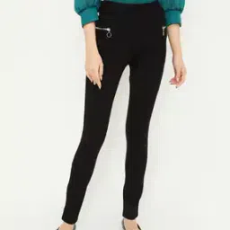 max Women Skinny Fit Flat-Front Trousers-picture-15