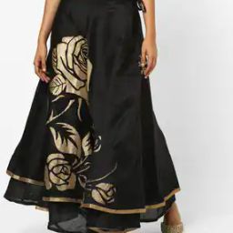 Floral Print Layered Flared Skirt-image-82