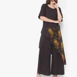 Placement Print Asymmetric Tunic with Palazzos-picture-1