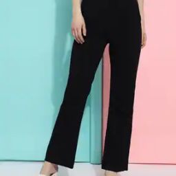 Women Flat-Front Slim Fit Trousers-picture-31