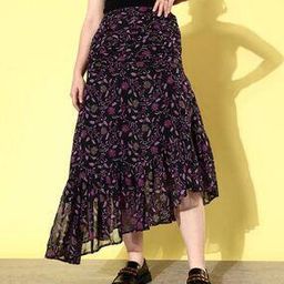 Women Floral Print A-Line Skirt-image-69