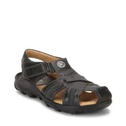 Leather Round-Toe Strappy Sandals-image-1