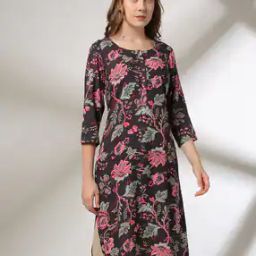 Women Floral Print Straight Kurta-image-20