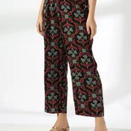 Women Floral Print Relaxed Fit Pleated Pants-image-57