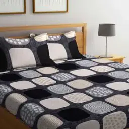 300 TC Geometric Print King Size Bedsheet with Pillow Covers-picture-17