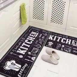 Set of 2 Typographic Print Anti-Skid Mat & Runner-14