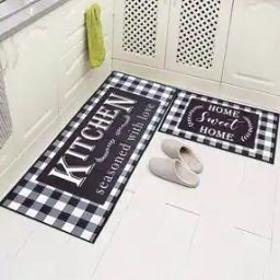Set of 2 Typographic Print Anti-Skid Mat & Runner-9