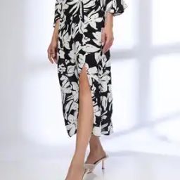 Women Printed Midi A-Line Skirt-picture-2