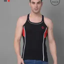 Pack of 2 Men Solid Cotton Racerback Styled Gym Vest-picture-11