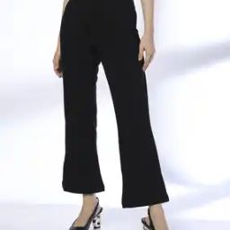Women Flared Flat-Front Trousers-image-4