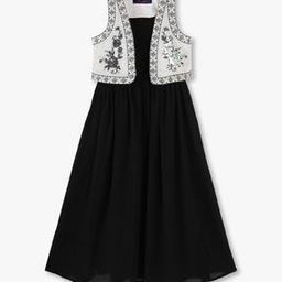 Girls A-Line Dress with Embroidered Shrug-image-78