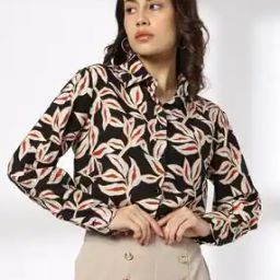 Women Leaf Print Relaxed Fit Shirt-image-38