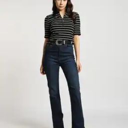Striped Yarn Dyed Fitted Polo T-Shirt-image-69
