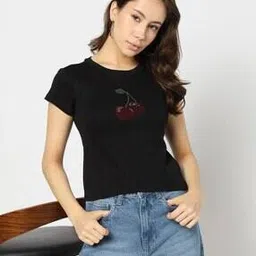 Women Embellished Regular Fit Round-Neck T-Shirt-image-64
