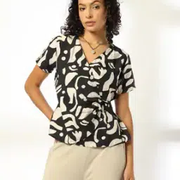 Women Printed Slim Fit Overlap Top-image-30