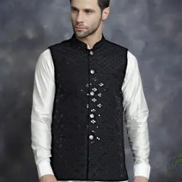 Men Regular Fit Nehru Jacket with Button Closure-9