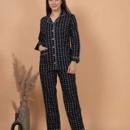 Women Floral Print Woven Top & Pyjamas Set-image-90