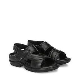 Leather Sandals with Velcro Fastening-image-95