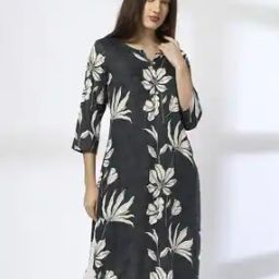 Women Leaf Print Straight Kurta-image-53