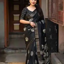 Women Batik Print Soft Cotton Crepe Saree-image-2