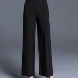 Women Flat Front Relaxed Fit Trousers-image-7