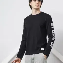 Typographic Print Slim Fit Crew-Neck T-Shirt-image-20