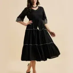 Women Embroidered Tiered Dress-image-10