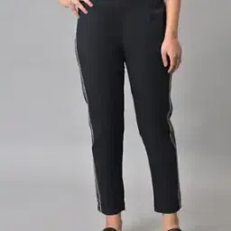 Mid-Rise Pants with Elasticated Waist-image-31