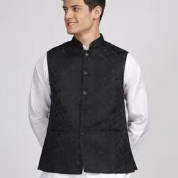 Men Nehru Jacket with Welt Pockets-image-0