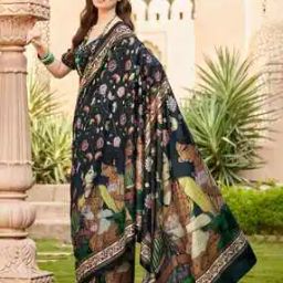 Women Floral Print Saree with Contrast Border-picture-19