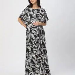 Women Leaf Print A-Line Dress-image-84