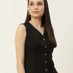 Solid Front Open Blouse-38